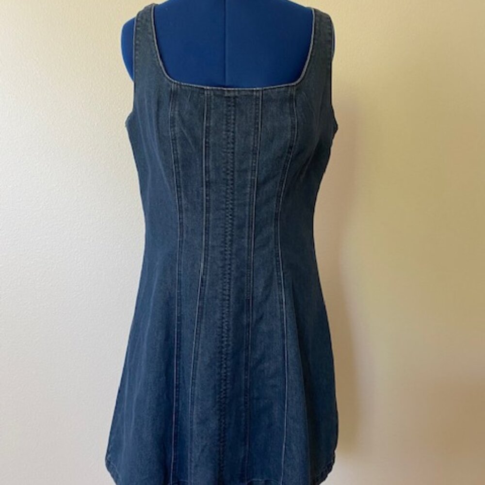 Tinsel Stretch Denim Mini Dress - Fit and Flare - Size Large
